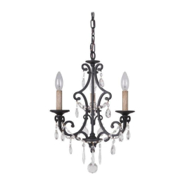 Craftmade 38923-MBK Bentley 3-Light Matte Black Chandelier | DelMarFans.com