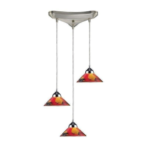 3 Light Pendant In Polished Chrome And Jasper Glass