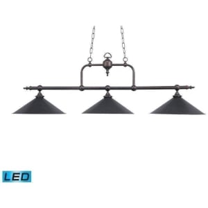 Designer Classics 3-Light Billiard/Island In Tiffany Bronze W/ Metal Shades - LED, 800 Lumens (2400