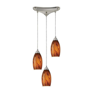 Galaxy 3-Light Pendant In Brown And Satin Nickel Finish