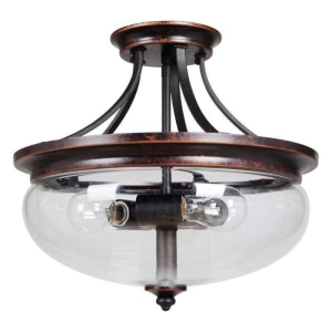 Stafford Semi Flush 3-Light, Aged Bronze