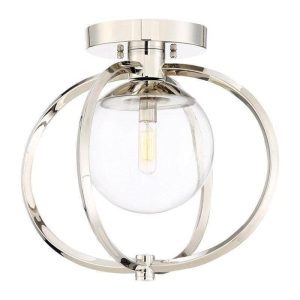 Piltz Semi-Flush 1-Light, Polished Nickel