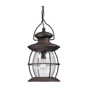 Village Lantern Collection 1 light outdoor pendant in Weathered Charcoal