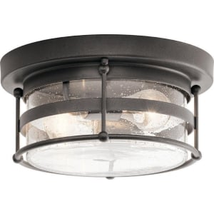 Mill Lane Outdoor Flush, 2-Light 120 Total Watts, Anvil Iron