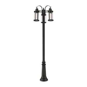 569MP3-511P-BK Roundhouse 3-Light Outdoor Post