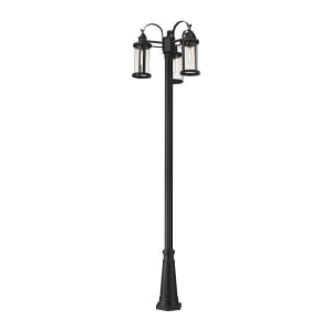 569MP3-519P-BK Roundhouse 3-Light Outdoor Post
