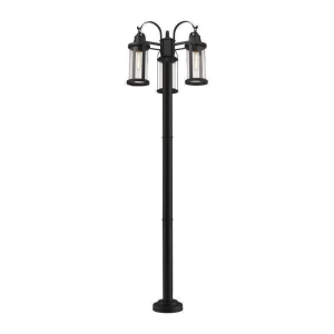 569MP3-567P-BK Roundhouse 3-Light Outdoor Post