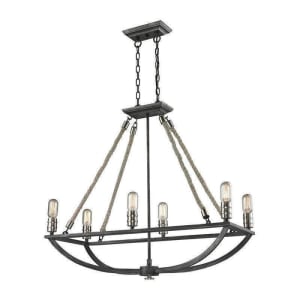 Natural Rope Chandelier 6-Light, Polished Nickel
