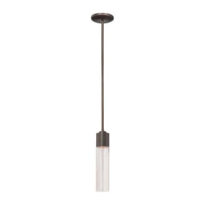 1 Light Mini-Pendant with Sable Bronze Patina finish with Clear Seeded Glass