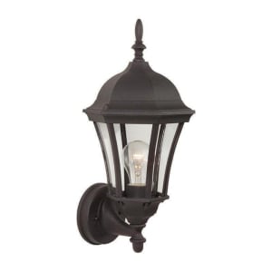 Curved Glass Outdoor Wall Sconce, 1 Light 100 Watts, Textured Matte Black