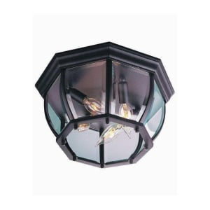 Bent Glass Outdoor Flush Mount, 4 Light 160 Total Watts, Textured Matte Black