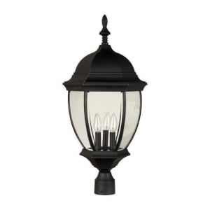 Bent Glass Outdoor Post Mount, 3 Light 180 Total Watts, Textured Matte Black
