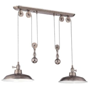  Light Pulley Pendant 2-Light, Tarnished Silver