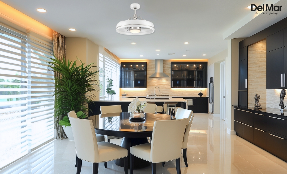  Craftmade Taylor 20" Ceiling Fan Above Dining Table