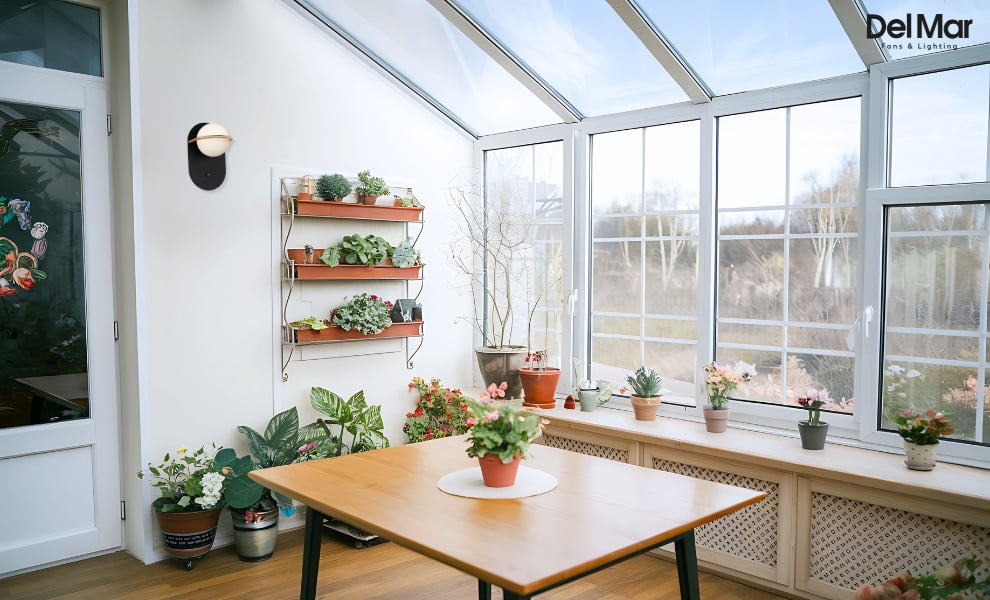 Maxim Revolve Wall Sconce in Sunroom