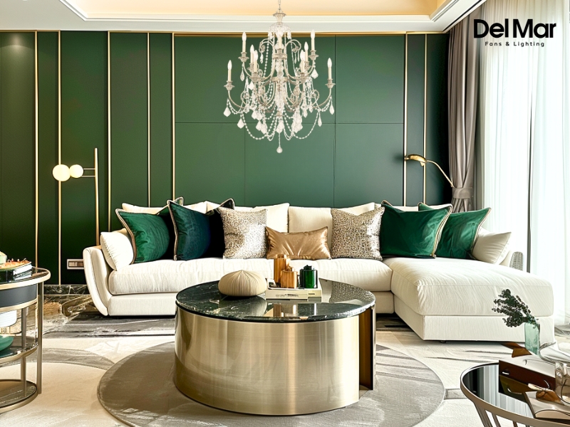 Crystorama Regis Swarovski Crystal Chandelier Lighting in Living Area