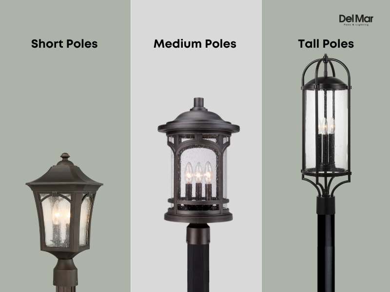 Image of Post Lamps With Poles in small, medium, and tall heights