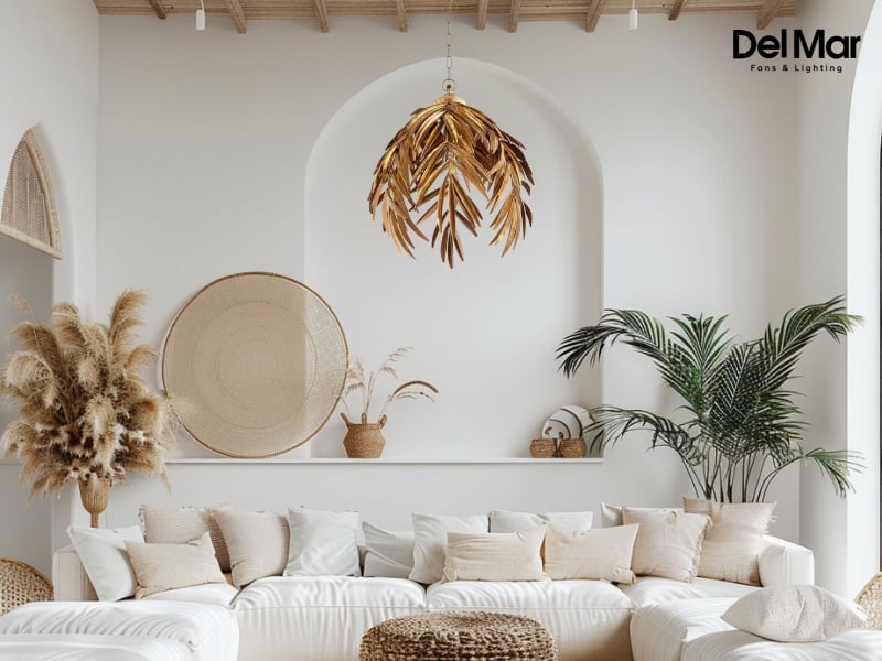 Brass Pendant Light in Living Room