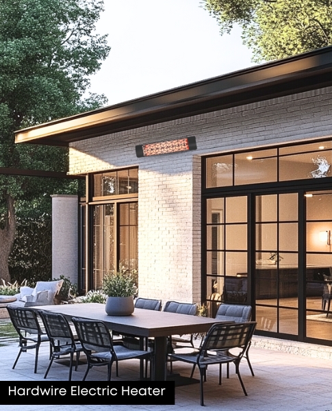 Eurofase Hardwire Electric Heater in outdoor space