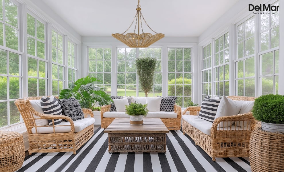 Savoy House Cyperas Pendant in Sunroom