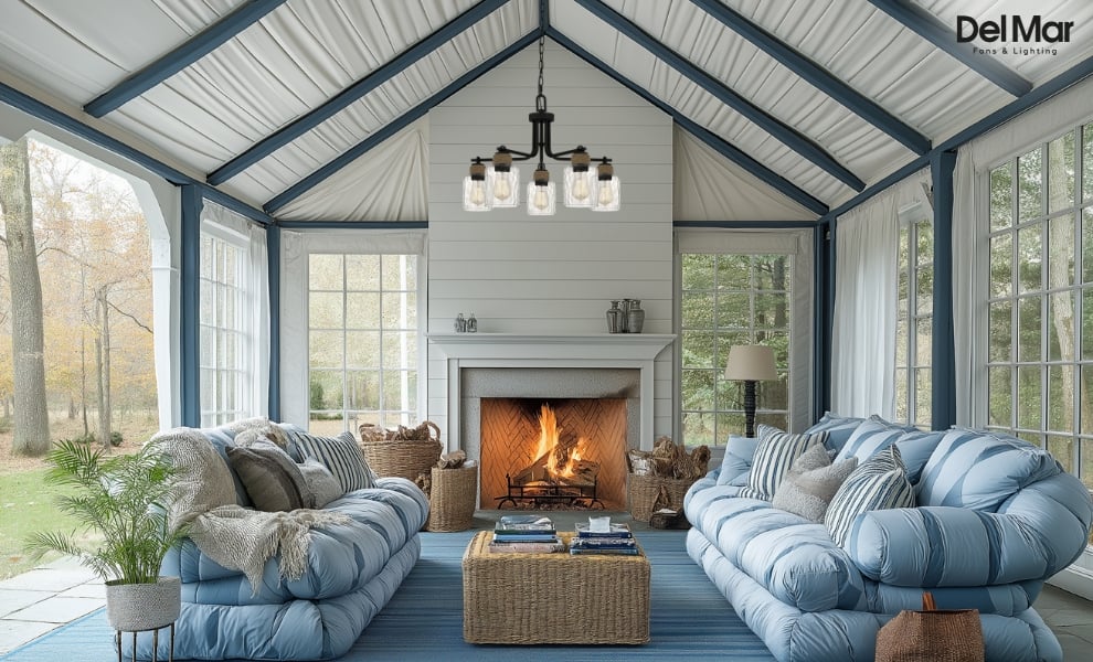 Quoizel Baltic Chandelier in Sunroom