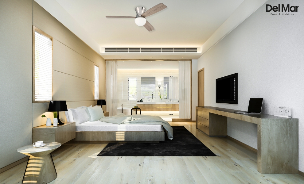 Craftmade Daybreak Hugger Ceiling Fan in Bedroom