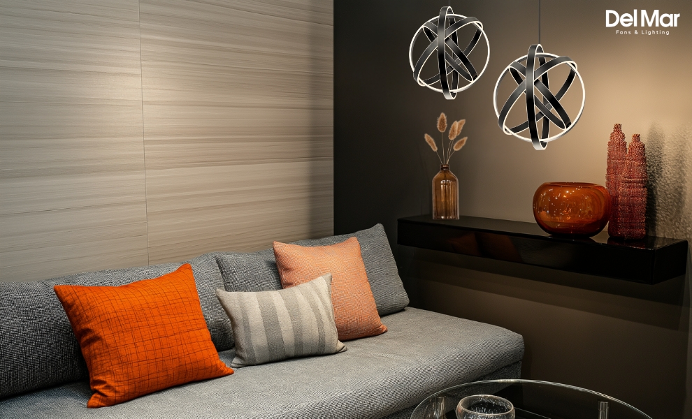 Modern Forms Luminaires Kinetic Pendant in Seating Area