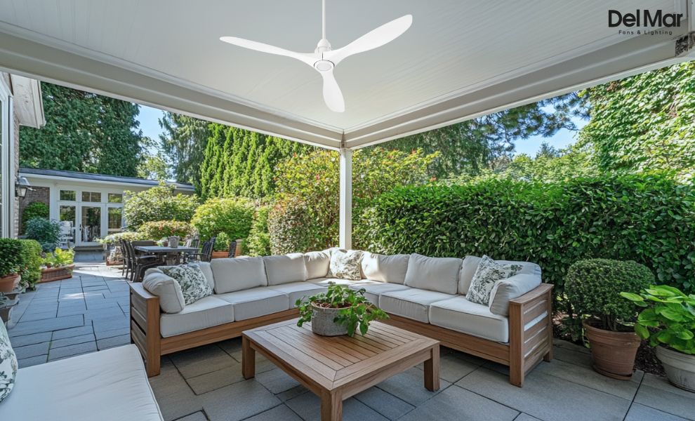 Quorum Marino Ceiling Fan in Outdoor Area