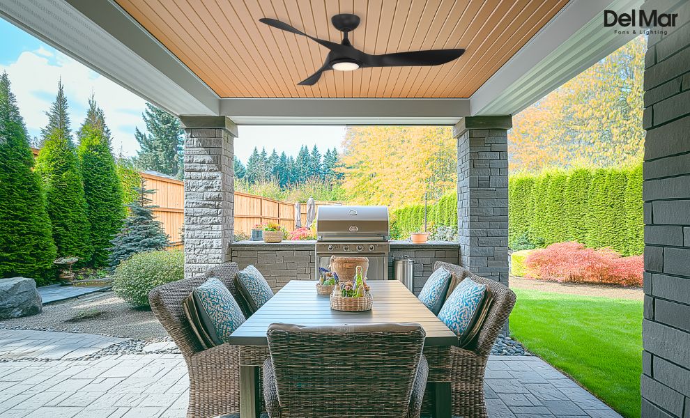 WAC Swirl Outdoor Ceiling Fan in Outdoor Area