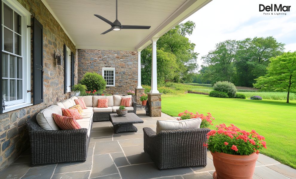 WAC Mocha Outdoor Ceiling Fan in Outdoor Area
