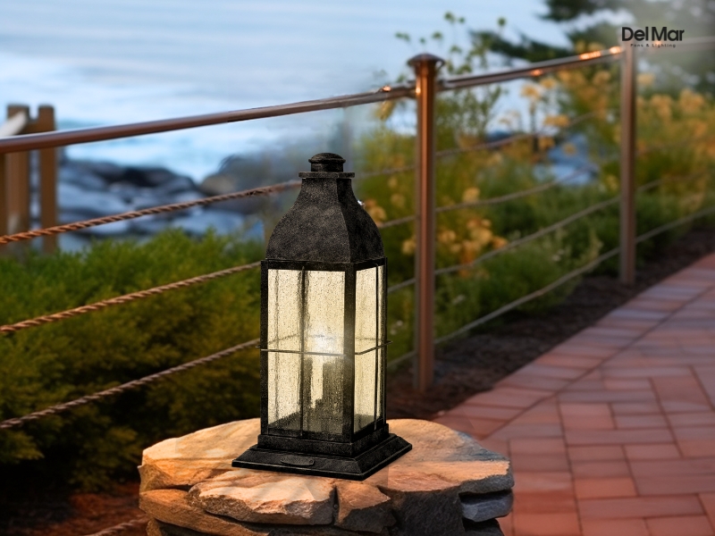 Image of Hinkley 2047GS-LL Bingham Post Pier Mount on seaside walkway