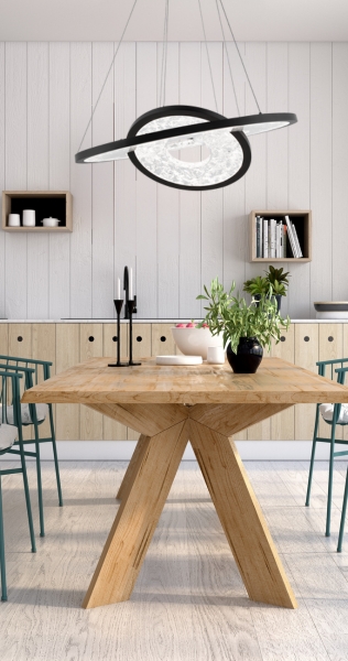 Modern Forms Luminaires PD-75027-BK Jupiter Pendant above Dining Table