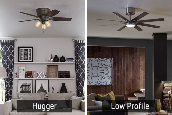 Huggers are Actually Ceiling Flush-Mount & Low-Profile DelMarFans.com