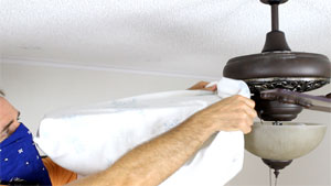 How To Clean A Ceiling Fan Fast With A Pillow Case