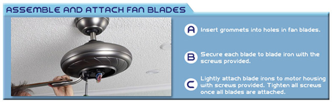 Assemble And Attach Ceiling Fan Blades To The Motor Housing