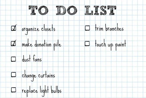 To Do List While Completing Spring Cleaning At Home