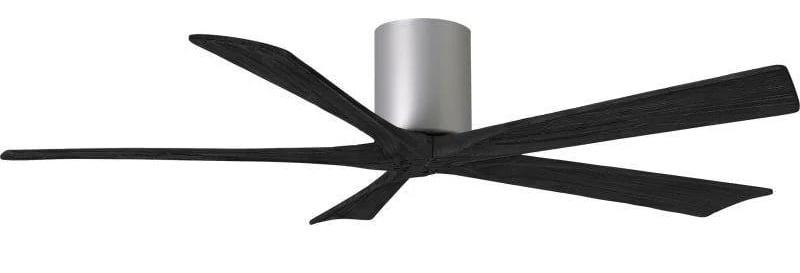 IR5H-BN-BK-60 Irene Modern Brushed Nickel 60" Flush Mount Ceiling Fan with Five Black Blades