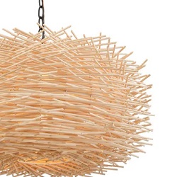 A round nest-like bamboo chandelier