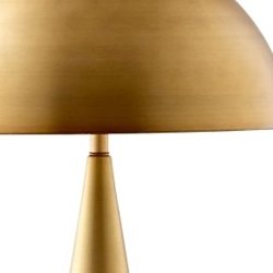 A close-up of a brass table lamp