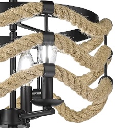 A close-up of hemp ropes on a ceiling light