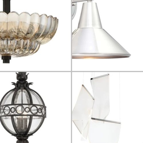 Collage of metal and refined material lighting