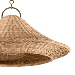 A woven rattan pendant light