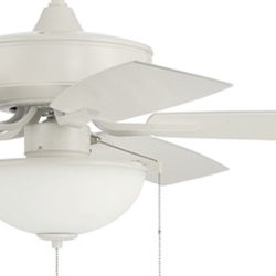 A white traditional style ceiling fan