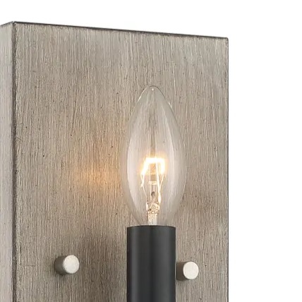 A rectangle grey wood wall light